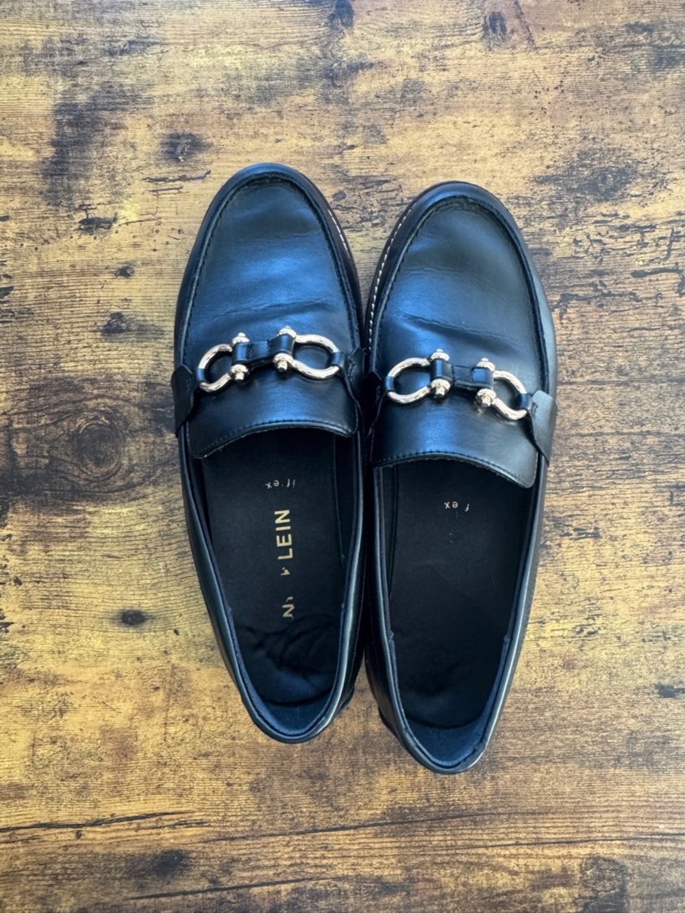 Women's Black Leather Bit Loafers by Anne Klein